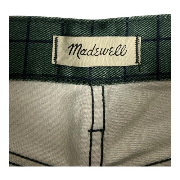Madewell Perfect Vintage Straight Jeans 25 Green Blue Plaid Preppy twee - Picture 3 of 6